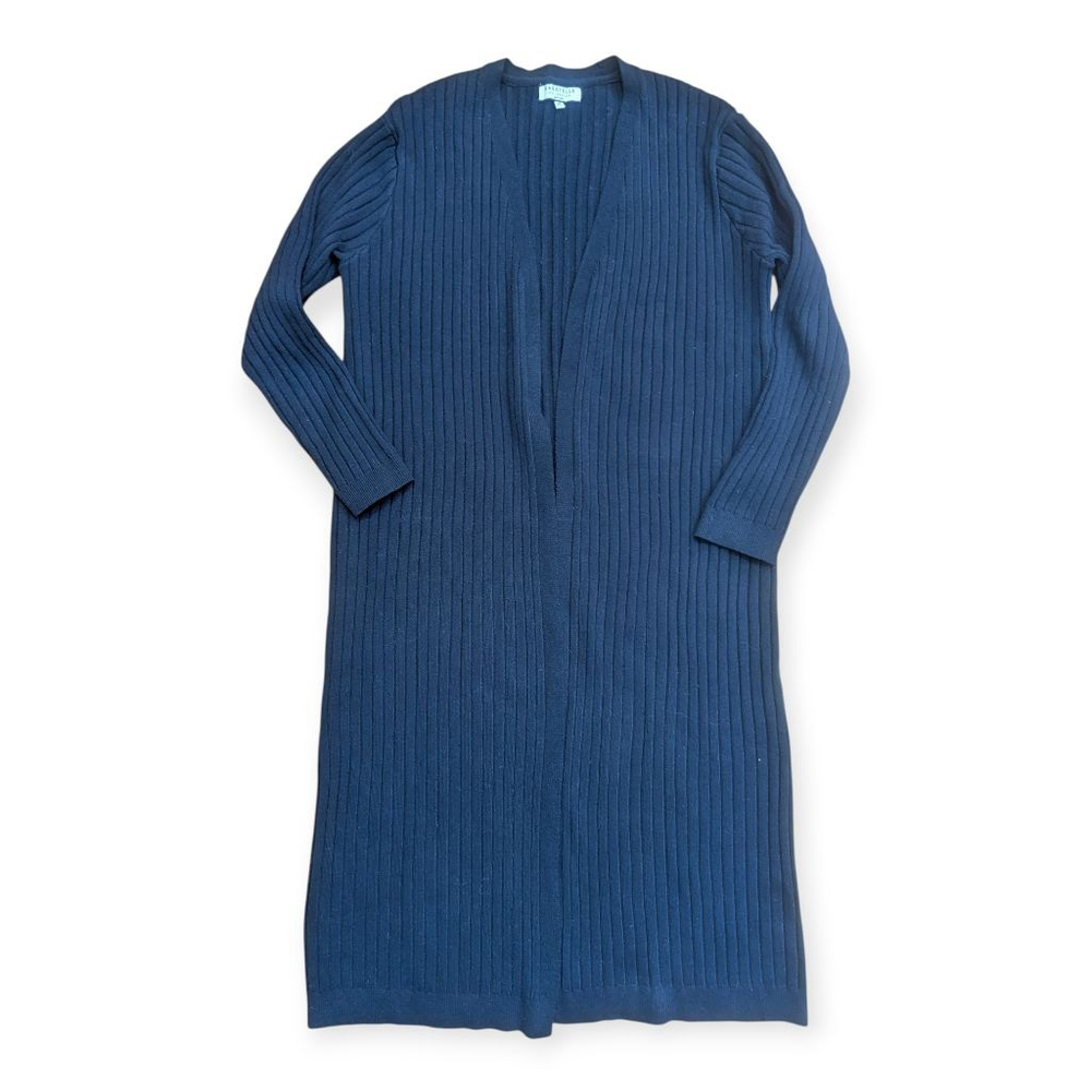 Bagatelle Collection Navy Blue Ribbed Long Cardigan Duster Medium